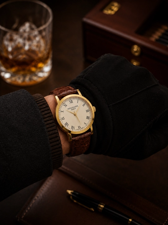 Erkaklar uchun qo‘l soati Patek Philippe, klassik soat, charm remeshokli soat