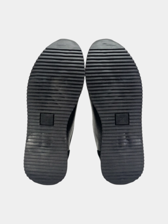 Erkaklar uchun Premium Black charm krossovkalar – tabiiy charm va zamsha, qulay taglik