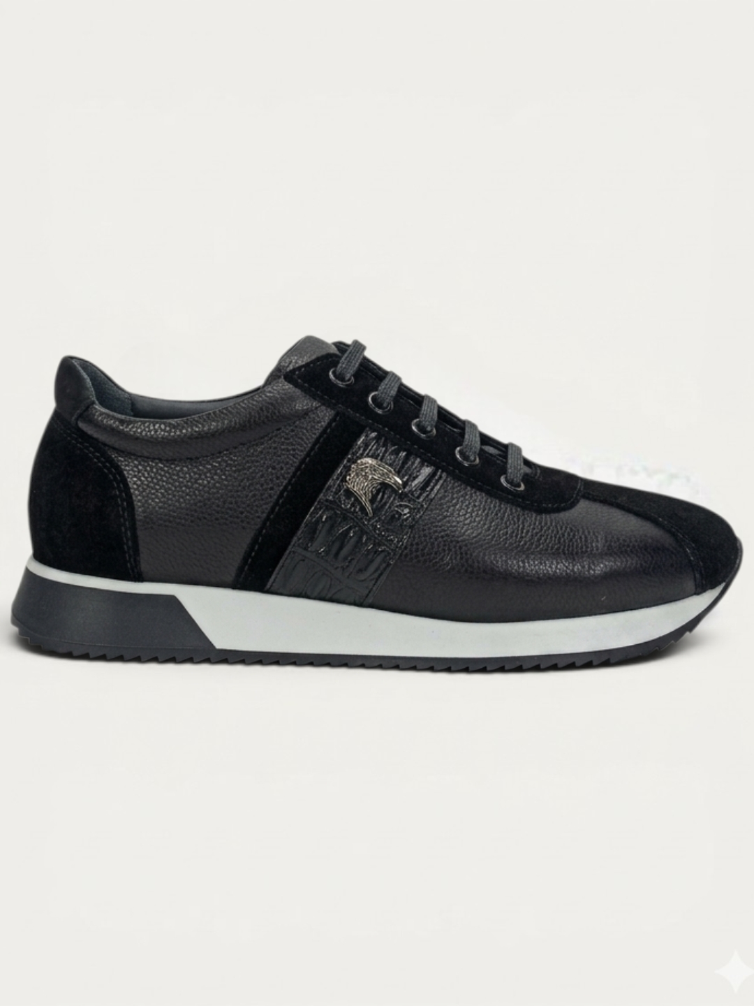 Мужские кожаные кроссовки Premium Black, натуральная кожа и натуральная замша, комфортная подошва - 