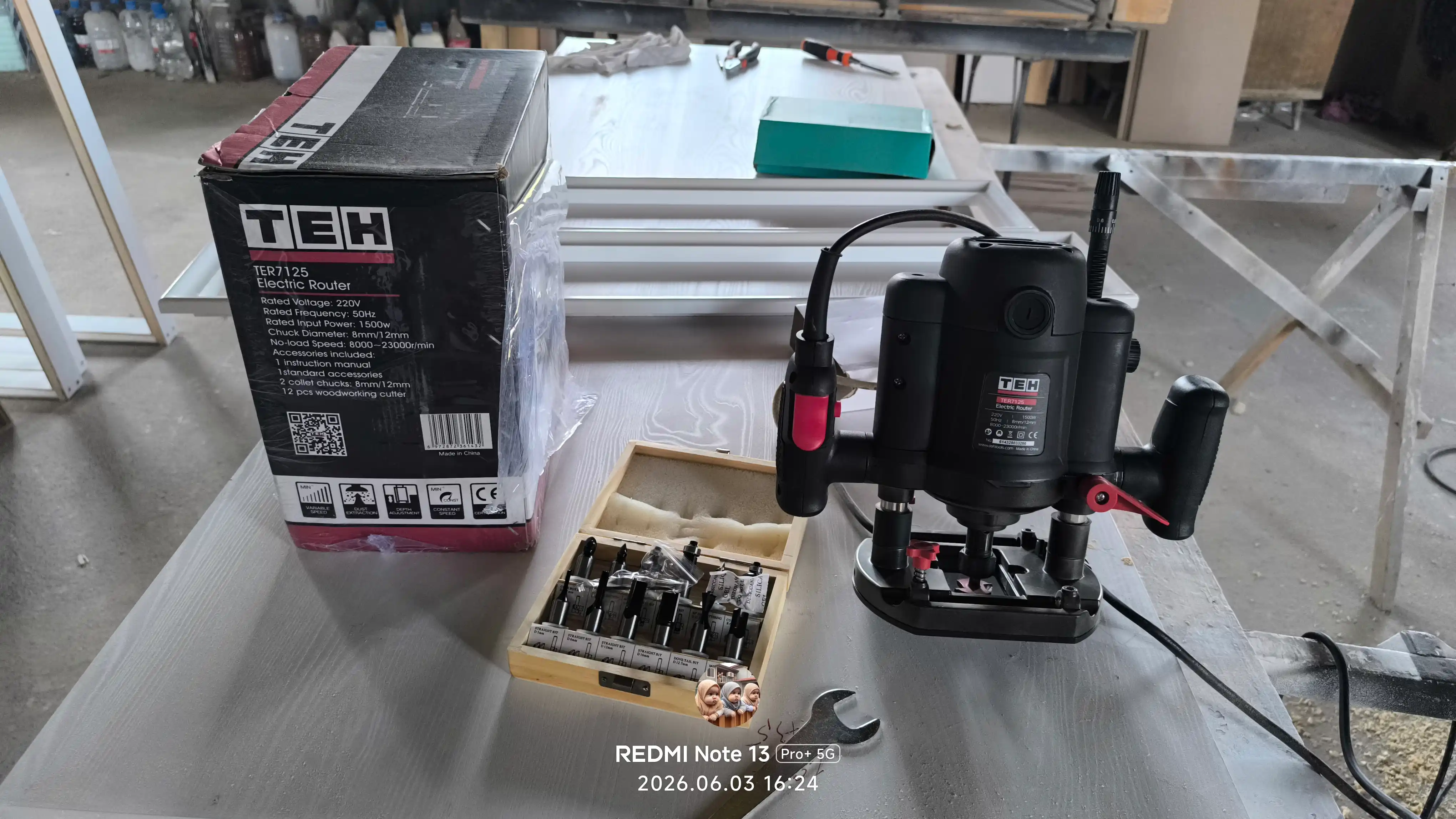 Elektr frezeri TEH TER7125 1500 Vt, patron 8/12 mm, 23000 ayl/min