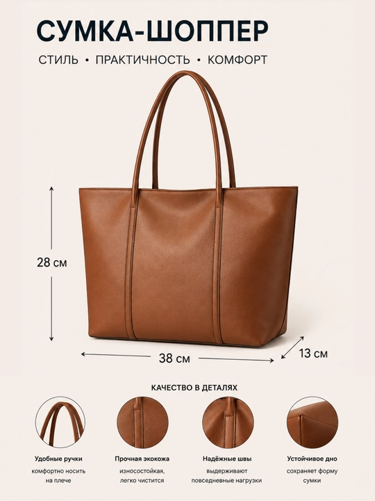 Ayollar sumkasi, katta, eko charm, sig‘imli, kundalik, shopper - 