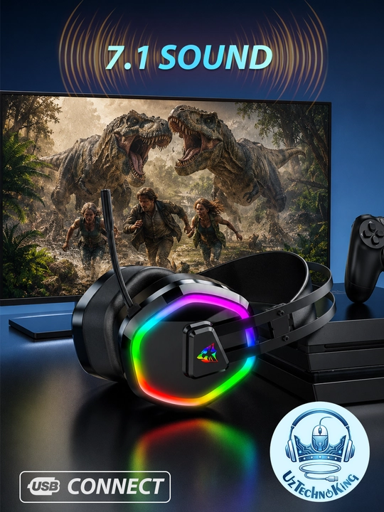 G608 — игровые наушники, 7.1 объемный звук, 50мм, RGB, микрофон USB