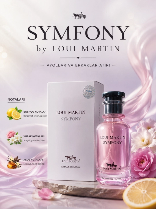 Symphony Loui Martin унисекс парфюм EDP, 100 мл, цветочно-древесный цитрусовый стойкий парфюм - 