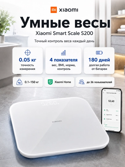 Умные напольные весы Xiaomi Mijia S200