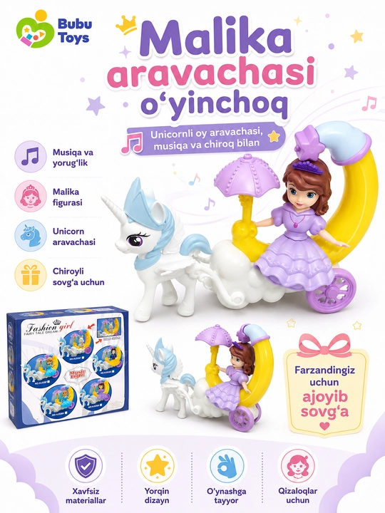 Игрушка карета принцессы с единорогом - 