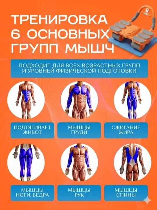 Тренажер для пресса, роликовый, с возвратным механизмом