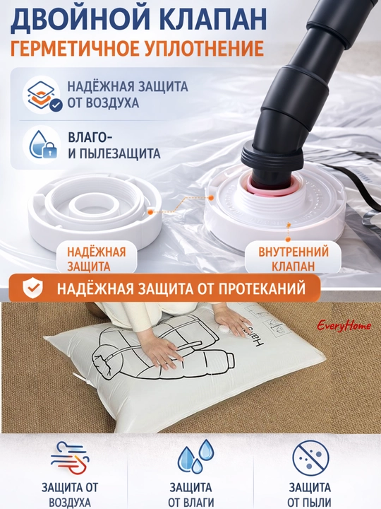 Вакуумный пакет для хранения вещей и одежды с вешалкой на 5 ячеек,Подвесной,многоразовый