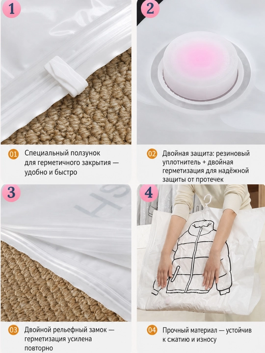 Вакуумный пакет для хранения вещей и одежды с вешалкой на 5 ячеек,Подвесной,многоразовый