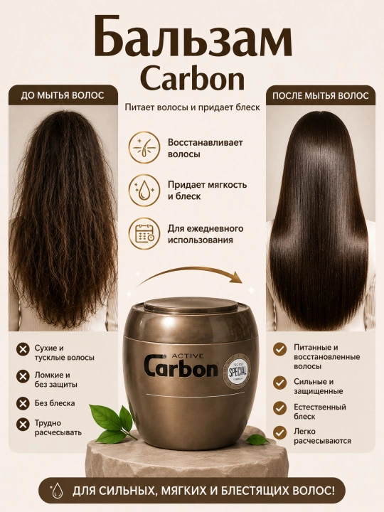 Active Carbon balzam konditsioner sochlar uchun 930 ml, 550 ml, 250 ml - 