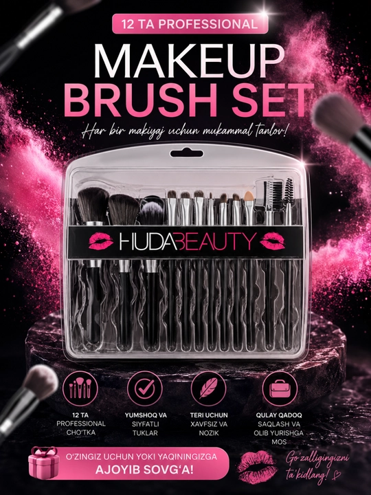 MakeUp, 12 ta professional mo‘yqalam seti - 