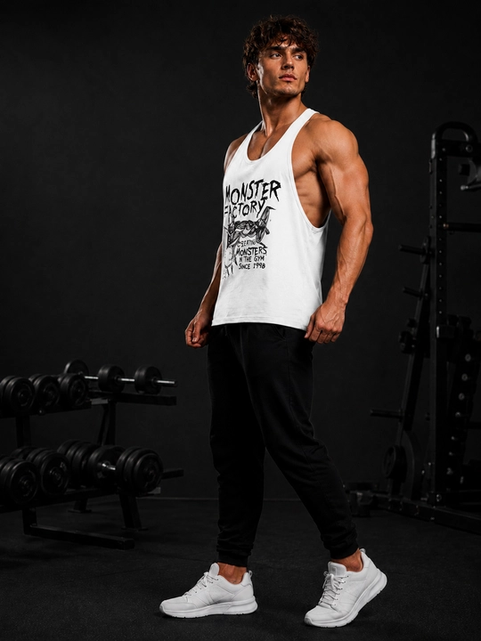 Erkaklar sport stringer maykasi «Monster Factory», paxtali, fitnes uchun