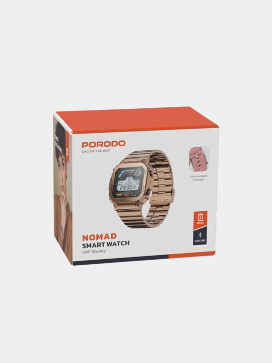 Aqlli soat Porodo Nomad, Bluetooth 5.3, 1.54 dyuym TFT ekran, 290 mAh, Android iOS, 5 kun