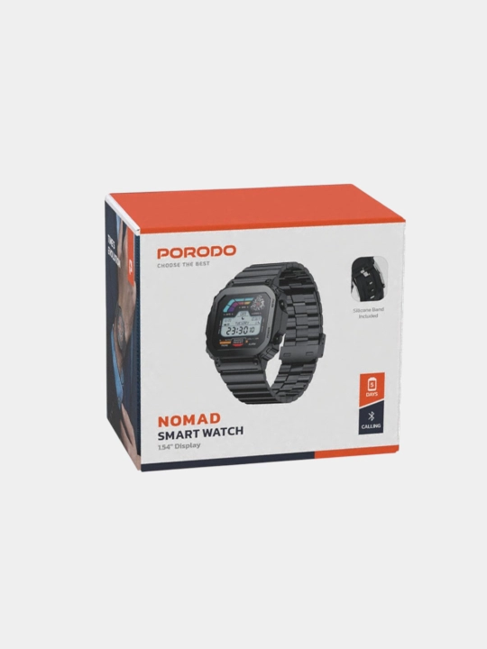 Aqlli soat Porodo Nomad, Bluetooth 5.3, 1.54 dyuym TFT ekran, 290 mAh, Android iOS, 5 kun