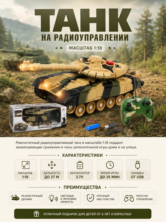Радиоуправляемый танк Tank King