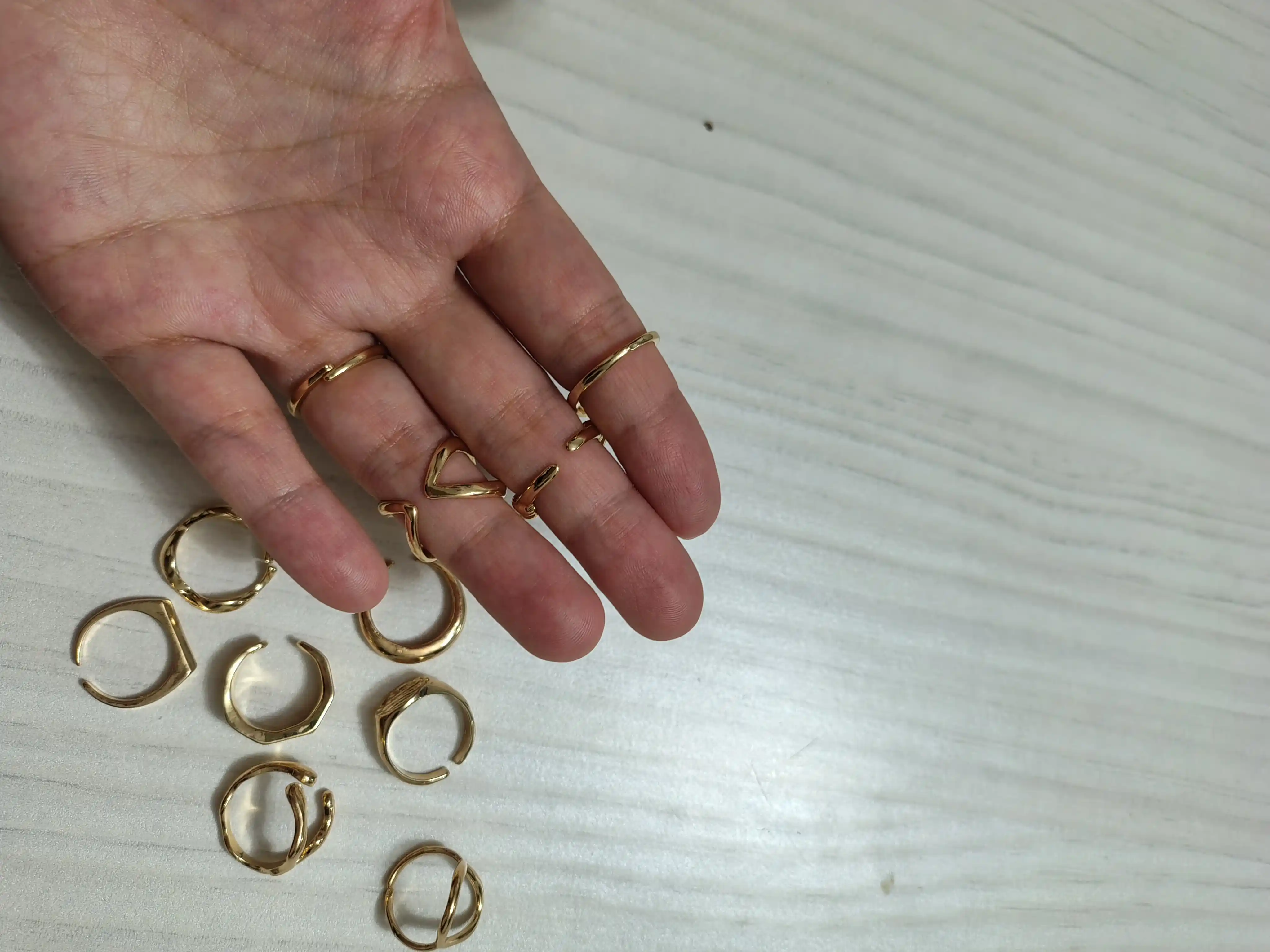 12 dona ayollar uzuklari kolleksiyasi, oltin, kumushrang, qizlar uchun zamonaviy aksessuarlar, zamonaviy