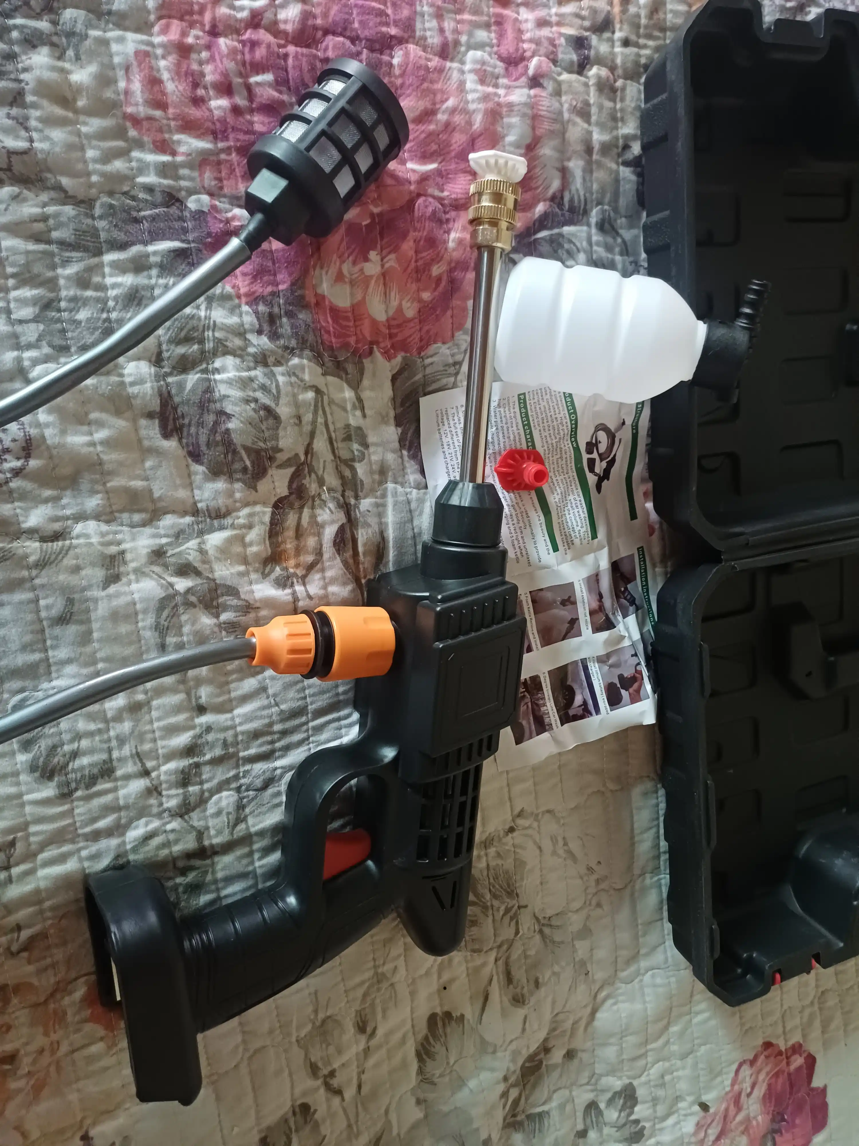 Akkumulyatorli mini moyka 48V, avtomobil va uy uchun ko‘pikli bosimli purkagich