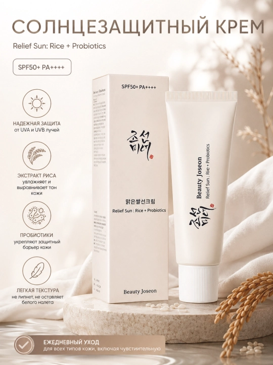 Beauty of Joseon SPF50+ quyoshdan himoya,guruch va probiotiklar bilan, yengil va namlovchi