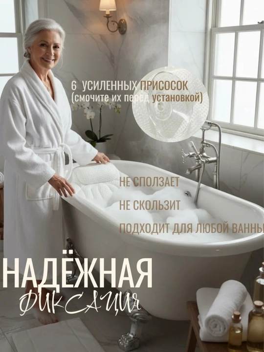 Подушка для ванны на присосках, ортопедическая