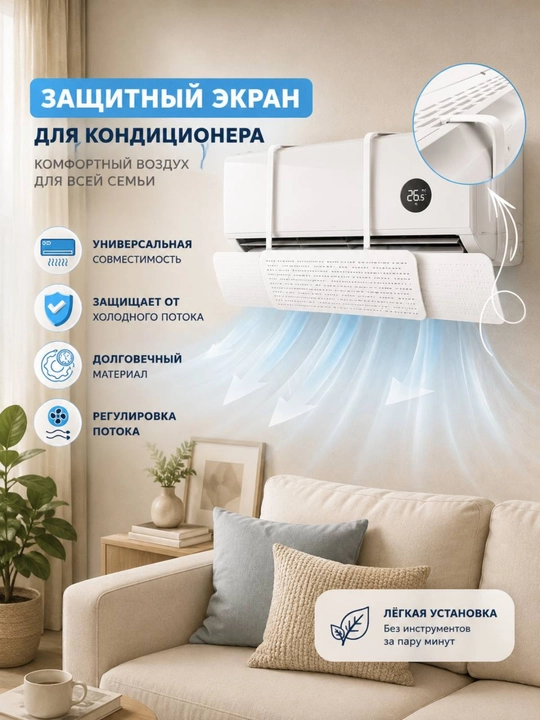 Konditsioner uchun universal himoya ekrani, deflektor