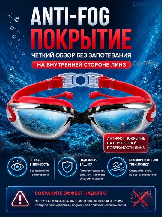 Очки для плавания с антифог покрытием и UV защитой, зеркальные спортивные очки для бассейна