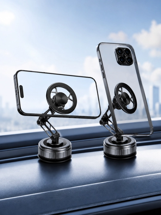 Telefon uchun magnitli avtomobil holderi, vakuumli so‘rg‘ichli 360°