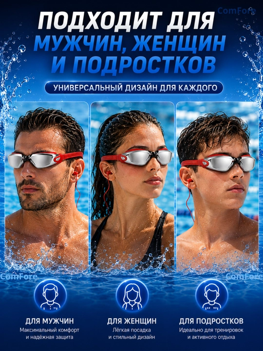 Очки для плавания с антифог покрытием и UV защитой, зеркальные спортивные очки для бассейна