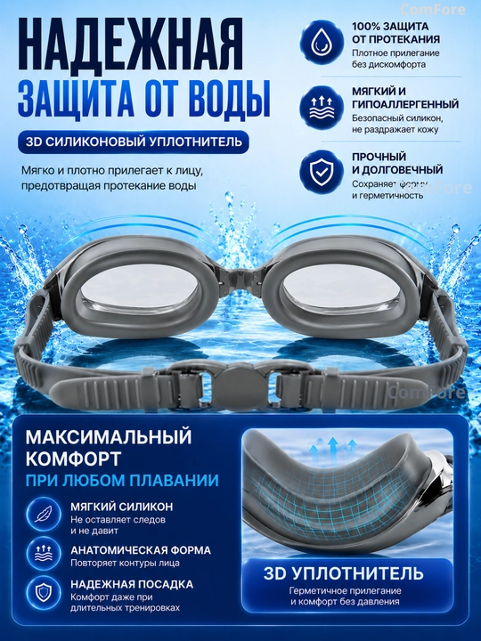 Очки для плавания с антифог покрытием и UV защитой, зеркальные спортивные очки для бассейна