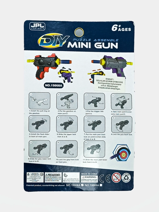 Konstruktor-to'pponcha DIY Mini Gun JPL NO.19868A, yumshoq o'qlar bilan