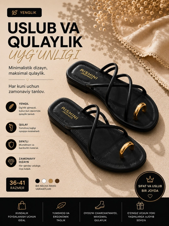 Ayollar va qizlar uchun yozgi tapochkalar, qulay slanslar, yengil sandal, sayr shippaklar - 