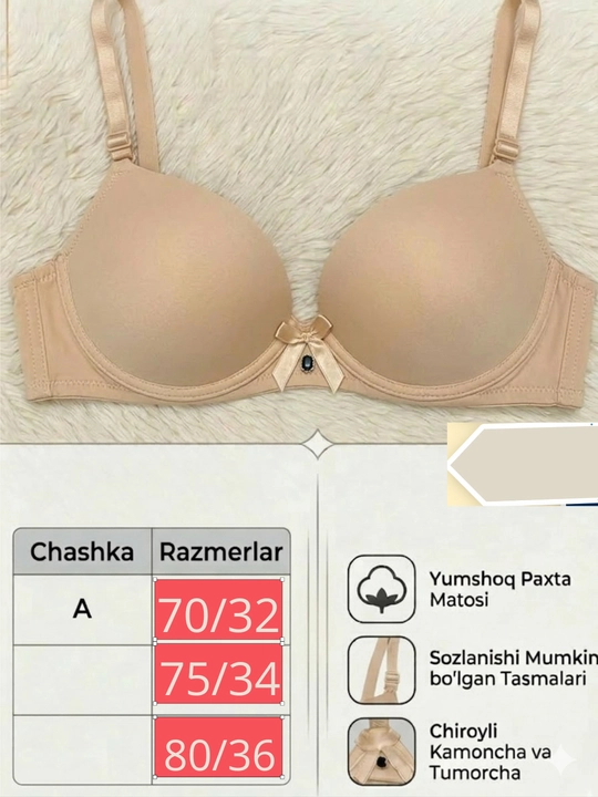 Byustgalter ayollar ichki kiyimlari, byustgalter, silliq shakllangan kosachali lifchik