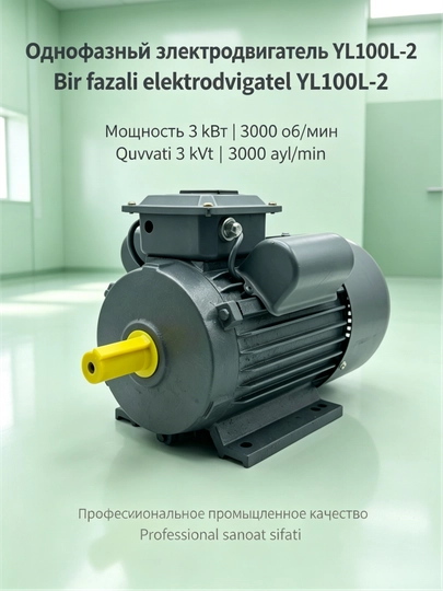 Bir fazali YL100L-2, 3kVt YL90L-2,2.2kVt YC122M-2,4kVt elektr dvigateli - 
