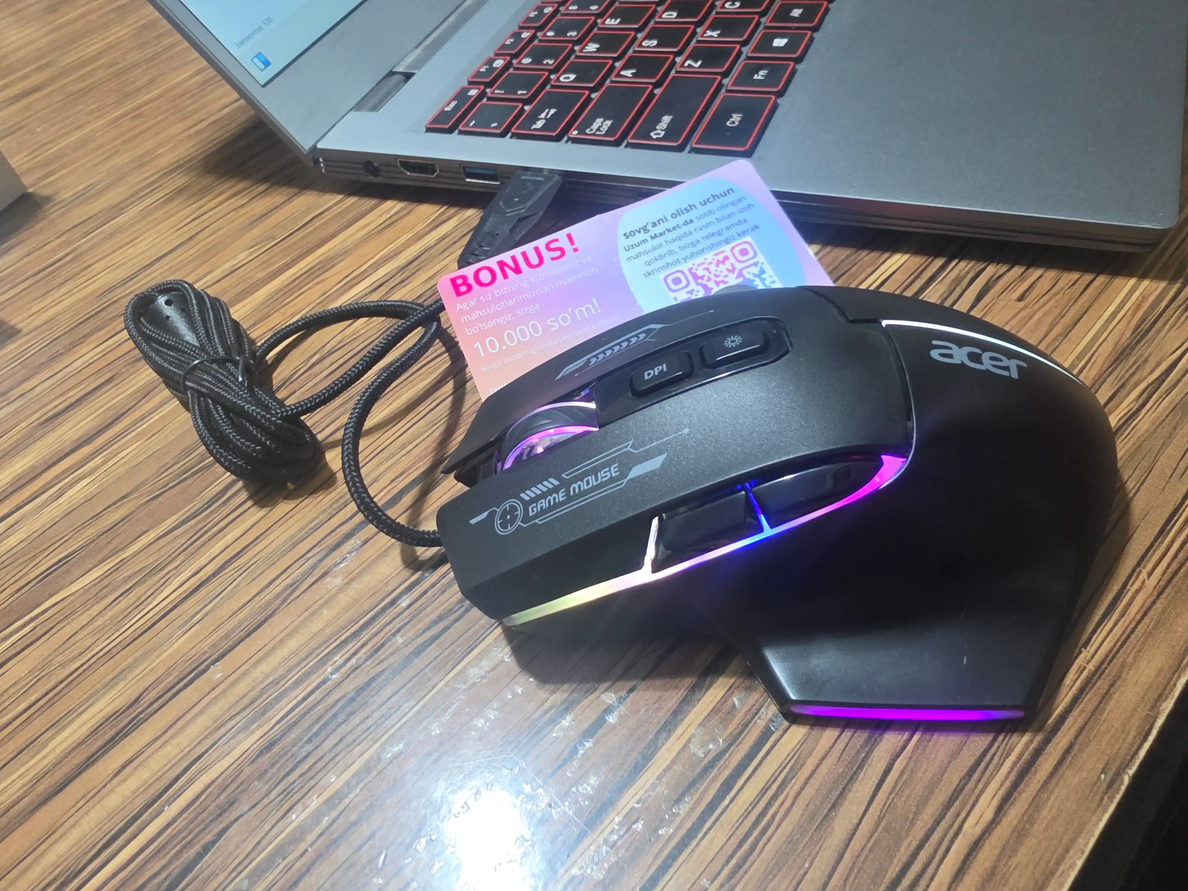 Игровая мышь Acer OMW950 RGB 7200 DPI — точность, скорость и полный контроль