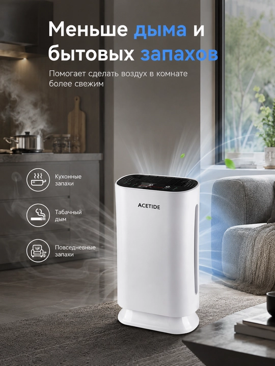 Очиститель воздуха ACETIDE с HEPA-фильтром, пультом, для дома до 50 м²
