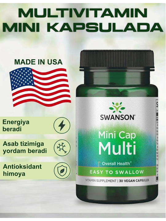 Swanson, Mini kapsulalardagi multivitamin, 30 kapsula - 