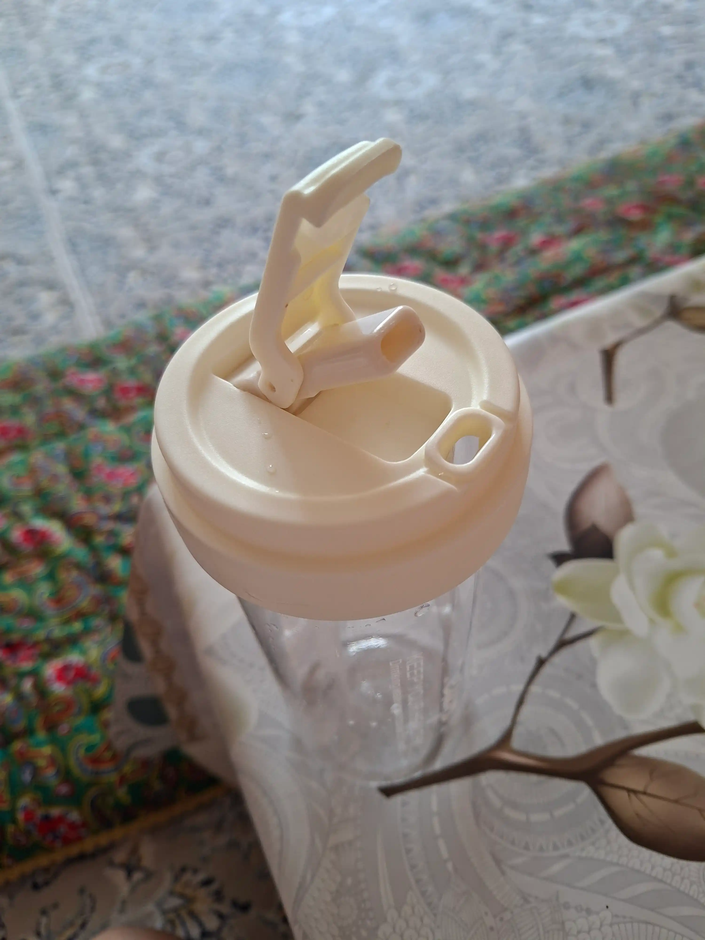 Suv uchun turli rangdagi shisha, naychasi va mevalar uchun bo‘linmasi bilan, 600 ml