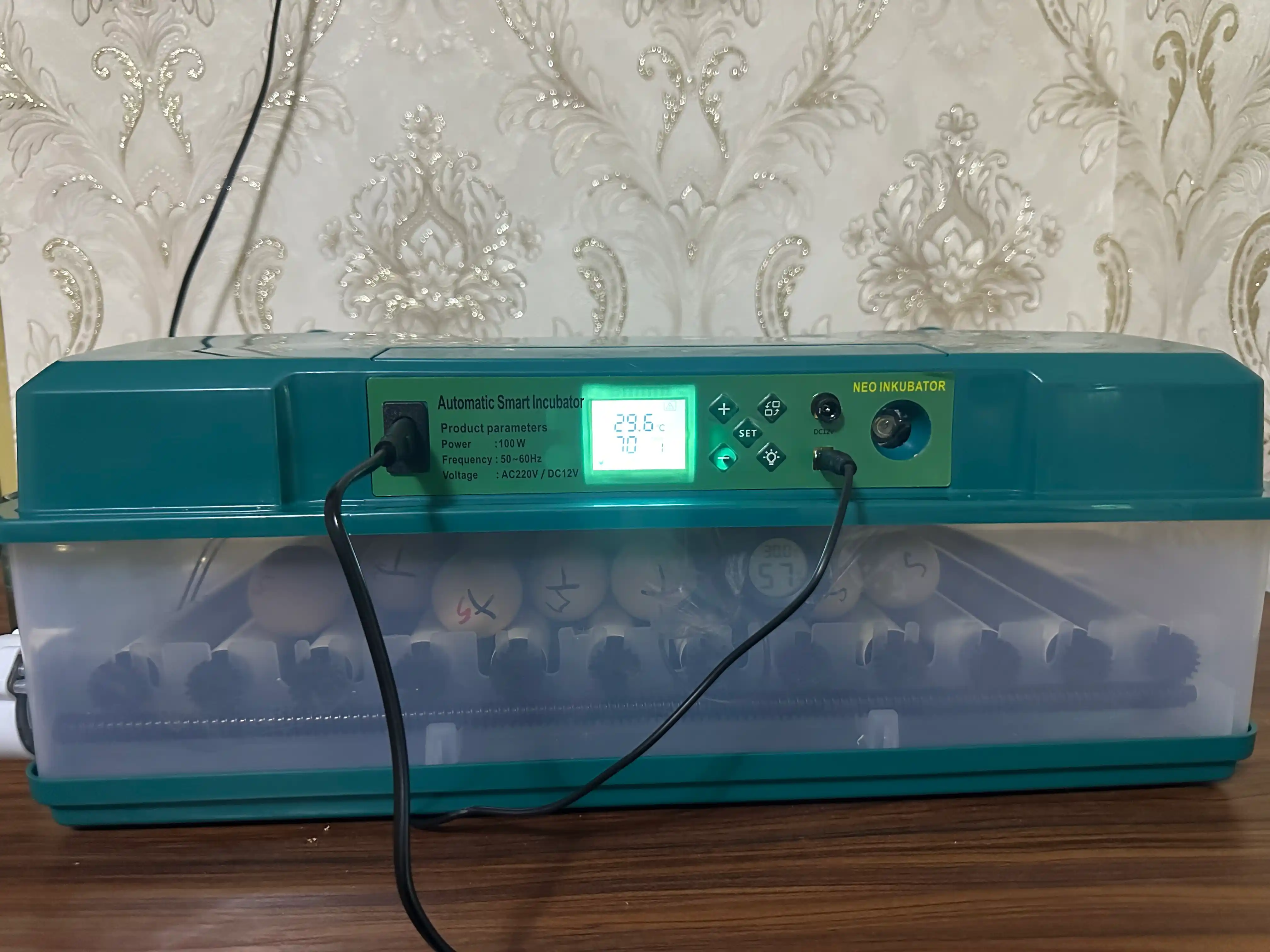 To'liq avtomatik inkubator, 12/24/36/64/100/128/200/300/400, 12V va 220V dan ishlaydi