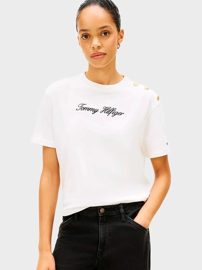 Tommy Hilfiger Футболка Gold Btn Script Mdrn Ss Tee Ww0ww47819 - 