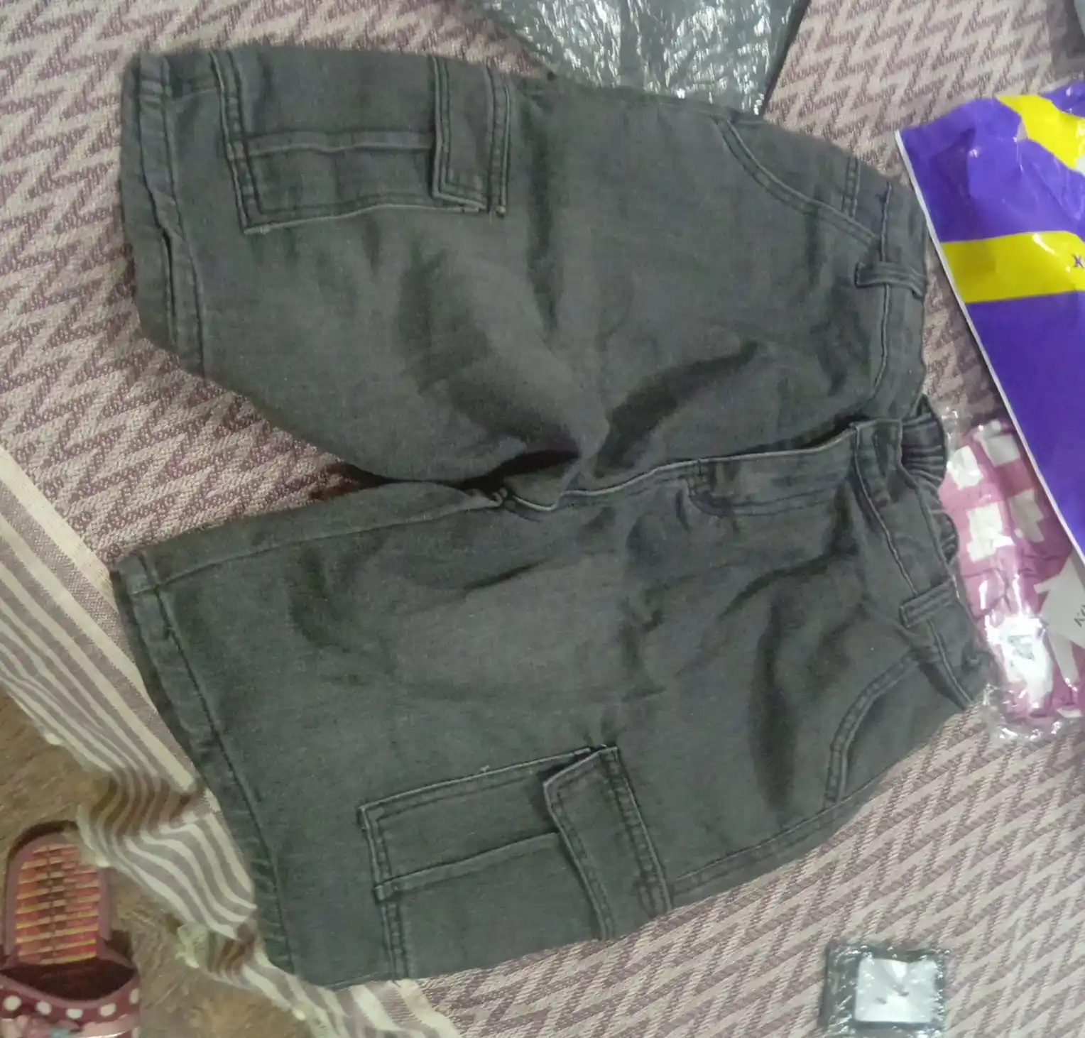 Erkaklar jinsi shortilari, cho'ntakli kargo model, denim, o'lchamlar XS dan 4XL gacha