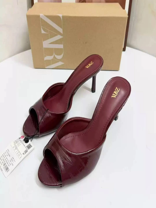 Женские мюли Zara на каблуке с открытым носком, размер в размер - 