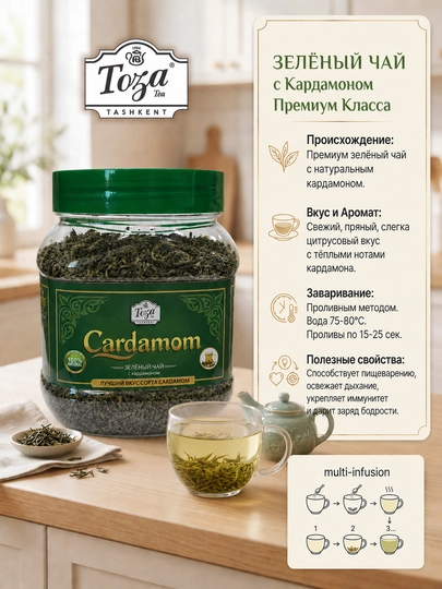 Toza Cardamon ko'k choyi 190gr - 