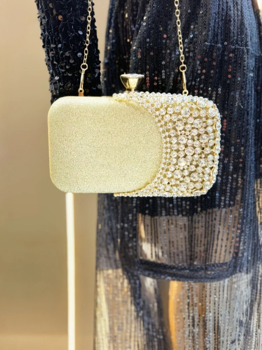 Premium oltin clutch hamyon – ayollar uchun kechki sumka