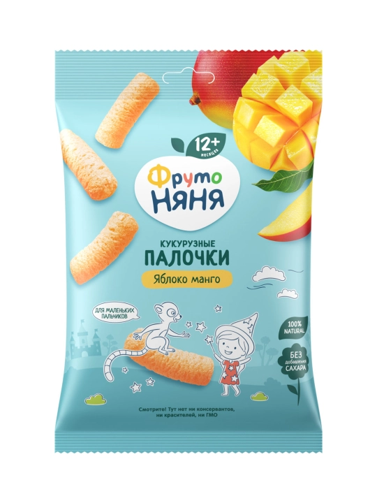 ФрутоНяня Палочки кукурузные с яблоком и манго 20 г, набор 9 упаковок - 
