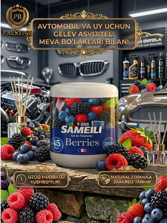 SAMELI Mashina va uy uchun xushbo‘ylantirgich, avtomobil saloni uchun gelli havo tozalagich, Sameli