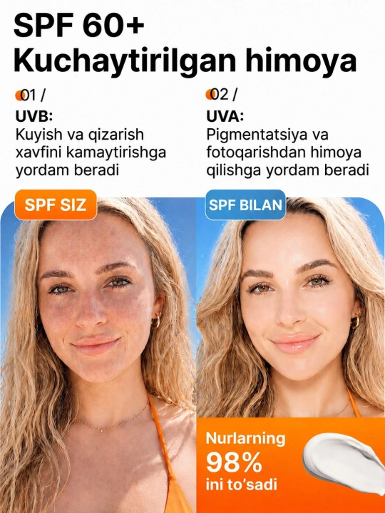 SPF 60, Beauty City Sun quyoshdan himoyalovchi krem SPF60 tana va yuz uchun