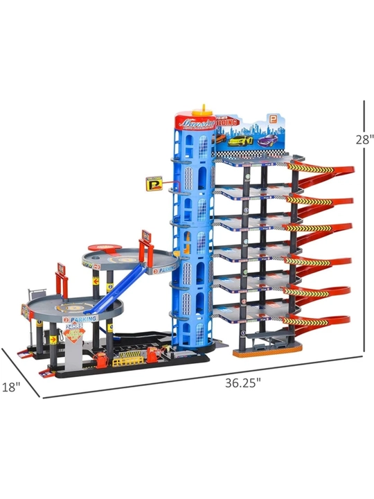 Bolalar uchun ko‘p qavatli avtoturargoh, spiral trekli mashinalar to‘plami, Auto Building