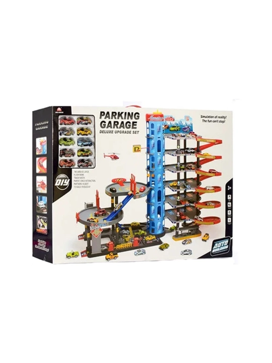 Bolalar uchun ko‘p qavatli avtoturargoh, spiral trekli mashinalar to‘plami, Auto Building