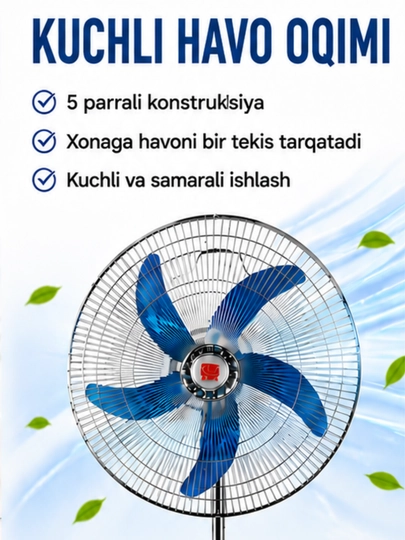 Ventilyator, sovutuvchi pol ventilyator zamonaviy dizayn bilan, 4 xil