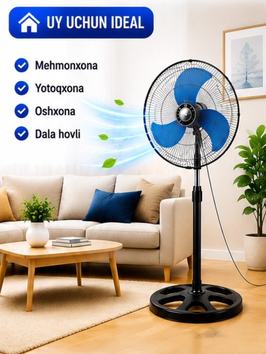Ventilyator, sovutuvchi pol ventilyator zamonaviy dizayn bilan, 4 xil