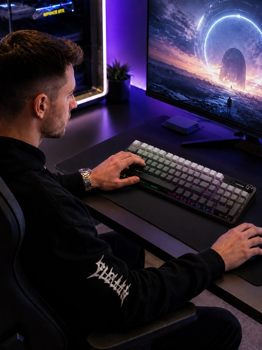 Игровая клавиатура IP98, 98 клавиш, серо-белая, RGB, 3 режима