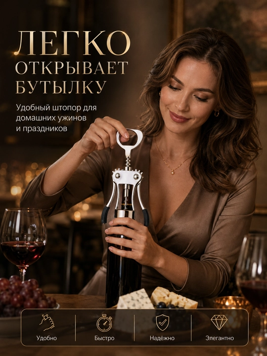 Металлический штопор для вина, универсальная открывалка
